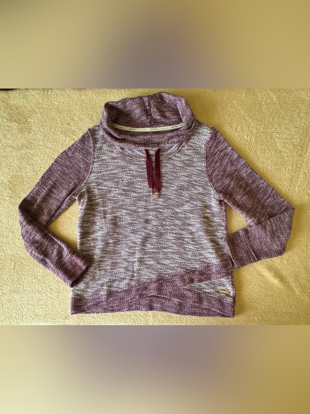 Calvin Klein Performance Marled Plum Cowl Neck Sweater